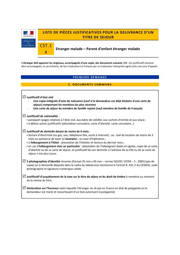 Etranger malade – Parent d’enfant étranger malade