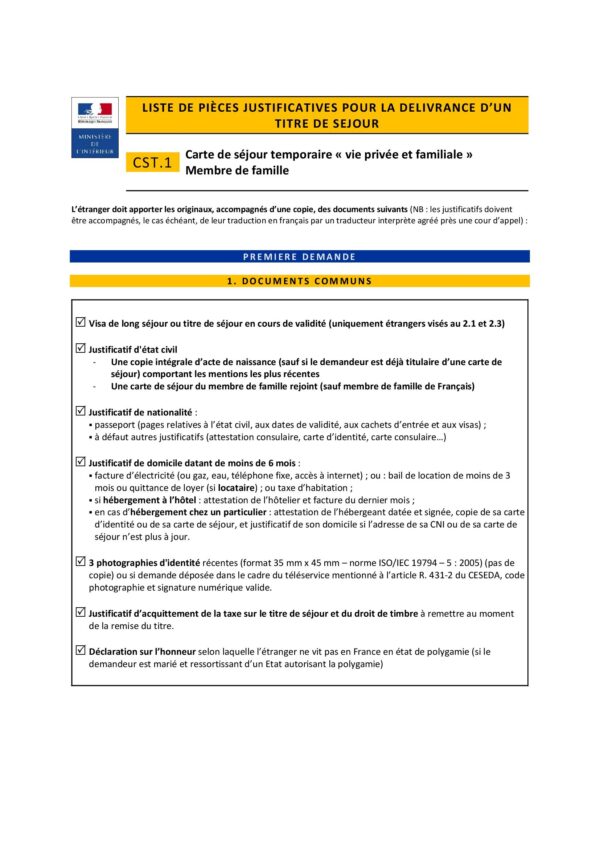 Carte de séjour temporaire - vie privée et familiale - Membre de famille