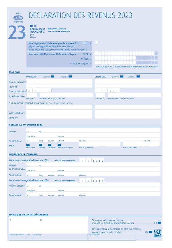 Déclaration des revenus 2023