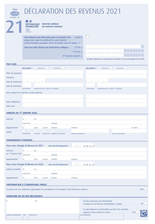 Déclaration des revenus 2021