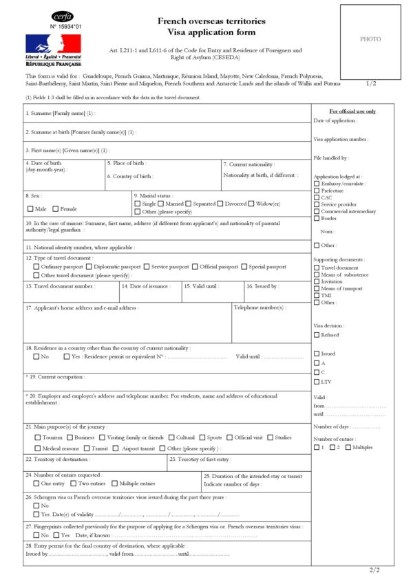 Application for Visa DROM-CTOM